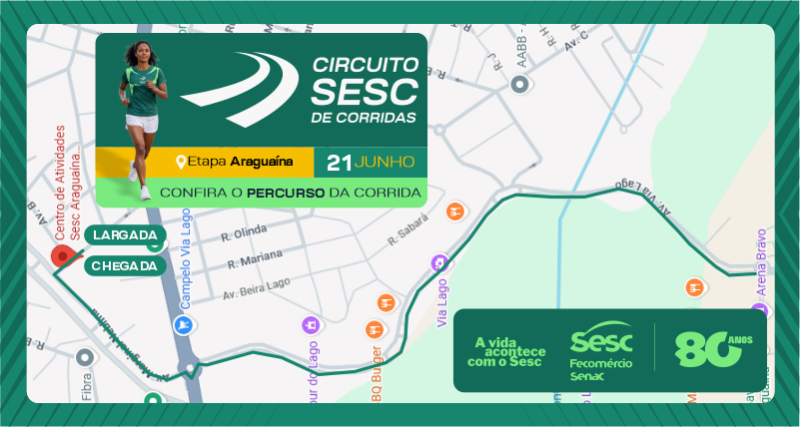 Confira o percurso da etapa Araguaína do Circuito Sesc de Corridas
